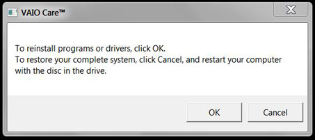 Vaio Care Install Programs or Drivers
