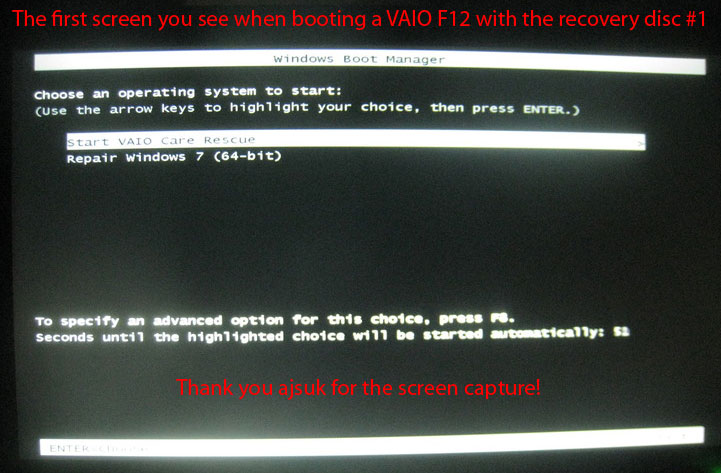 Vaio F12 Recovery Discs Vaio Care Rescue